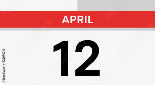 April 12 Calendar Date Display.
