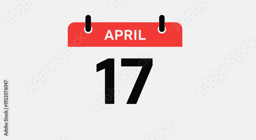 April 17 Calendar Date Red and Black.