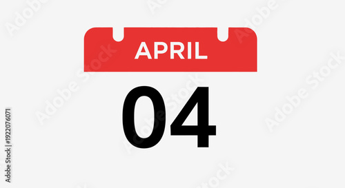 April Fourth Calendar Date Icon Illustration.