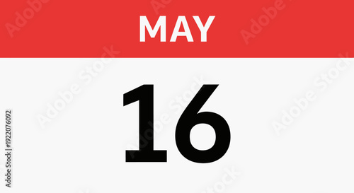 Calendar Date May 16 Red Header.