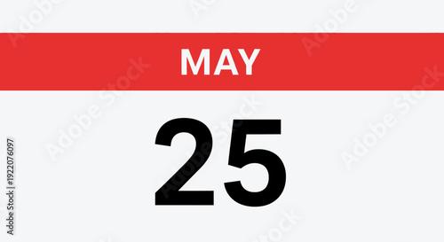 Calendar Date May 25 Red Header.
