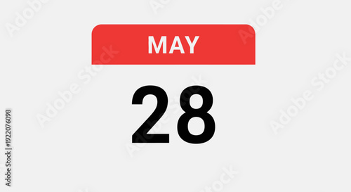 Calendar Date May 28 Red and Black.