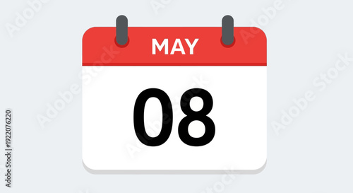 Calendar Page Showing May Eighth Date.