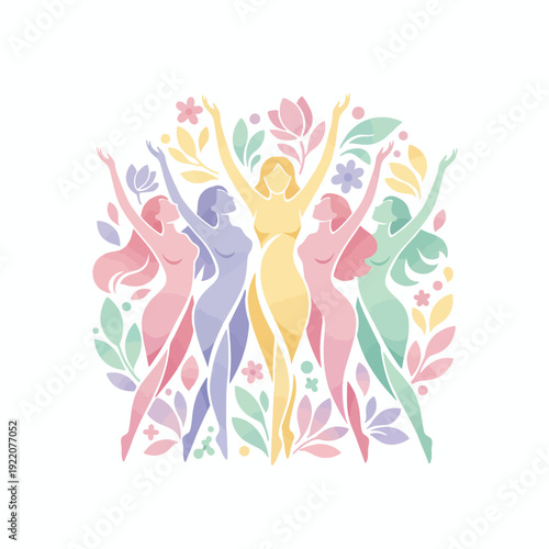 Three Women Dancing Together in Harmony.