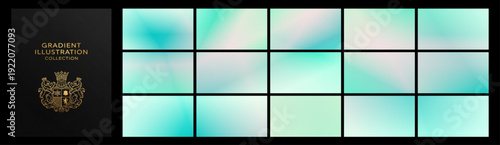 Soothing collection of turquoise and mint gradients framed by a refined black panel, perfect for calm branding, spa promotions, and contemporary web or app interfaces.