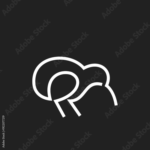 Stylized Minimalist Kiwi Bird Line Art Icon Design