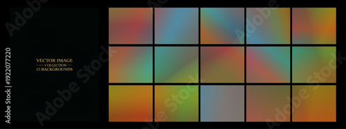 Sophisticated set of softened multicolor gradients on a black layout, creating atmospheric, understated backgrounds ideal for premium branding, web design, and editorial visuals.