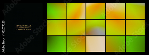 Lively suite of green and yellow gradients displayed on a dark frame, evoking nature and energy, perfect for eco branding, food packaging, and modern digital interfaces.