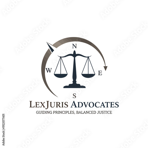 LexJuris Advocates Compass and Balance Scales Logo Symbol, isolated white background