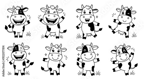 Cute Cartoon Cows Collection - Happy Farm Animals Set