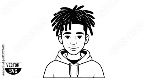 Young Man with Dreadlocks and Hoodie - Vector Illustration