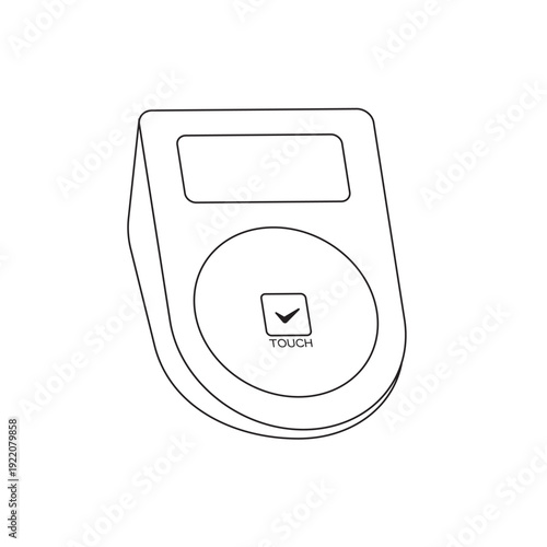 モノクロの線画アイコン | 非接触型ICカードリーダーと電子マネー決済端末のイラスト | ミニマルなキャッシュレス支払いイメージ