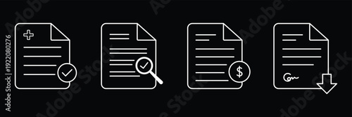 Document icon vector. Paper sign and symbol. File Icon. Document icons including text pages and checklist forms. document icons. paper symbol with single and multiple page. transparent png and vector.