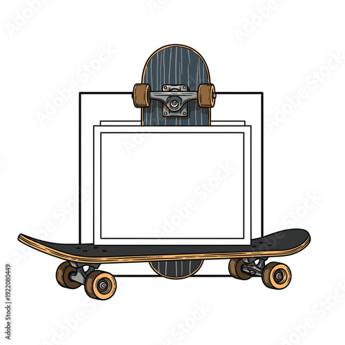 Skateboard with Blank Sign