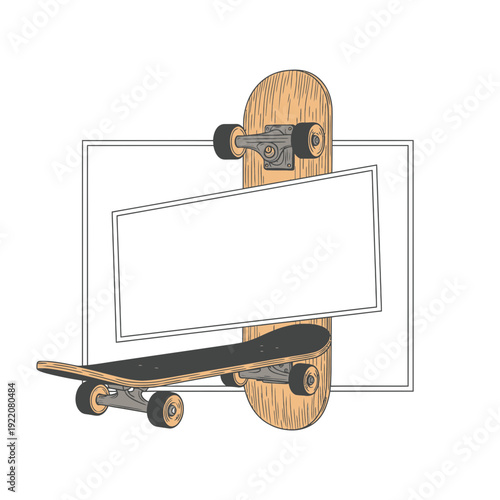 Skateboard with Blank Sign
