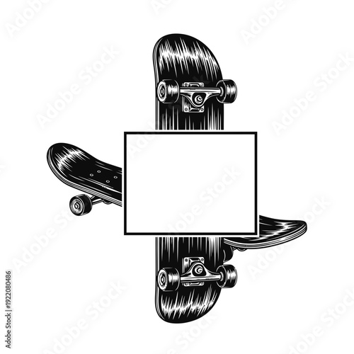 Blank Sign Between Skateboards