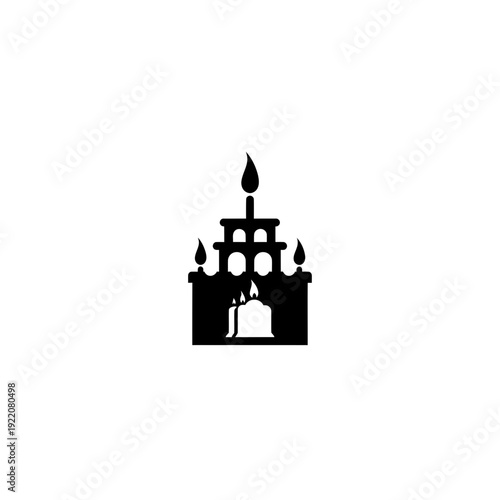 Candle Icon in Castle Silhouette