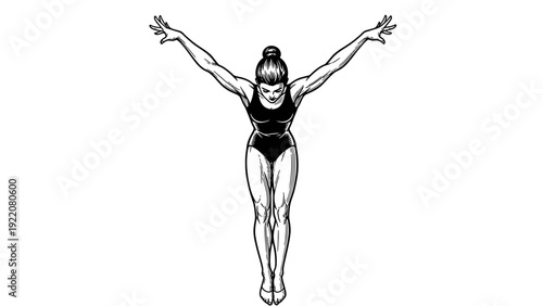 Female Diver in Mid Air