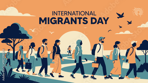 International Migrants Day Scene vector illustration