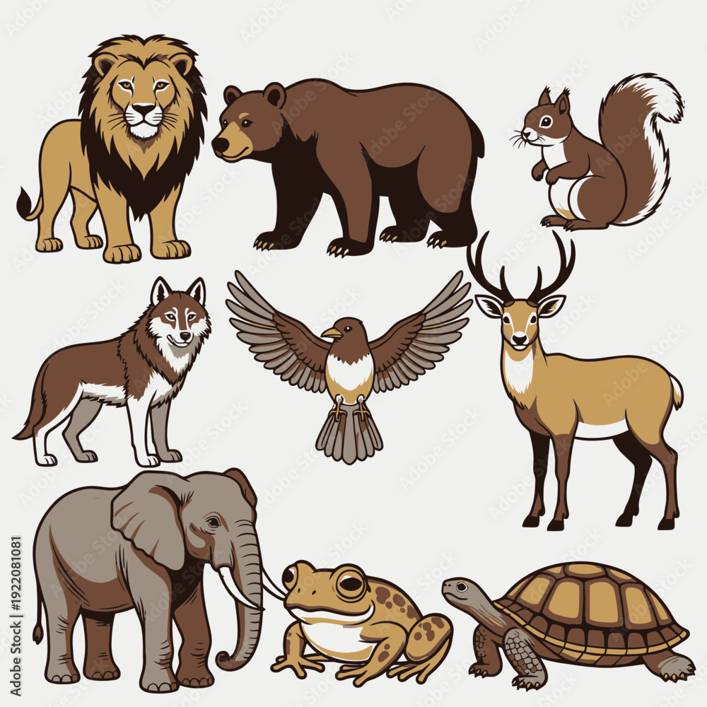 Fototapeta premium Wild Animals Collection vector illustration