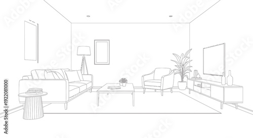 Simple Living Room Sketch