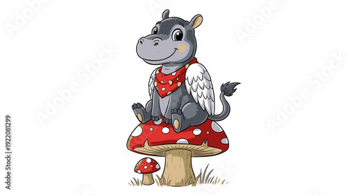 Winged Hippo on Mushroom