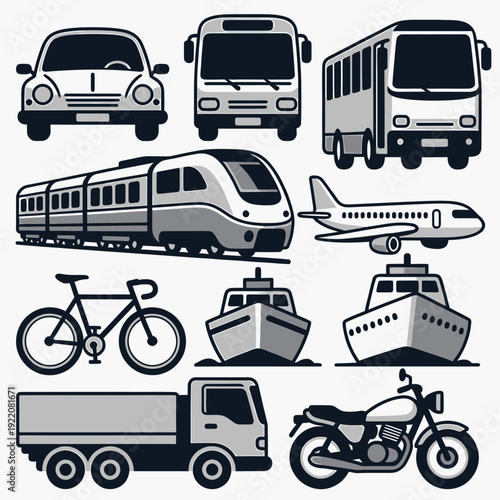 Transportation Icons Set vector illustration