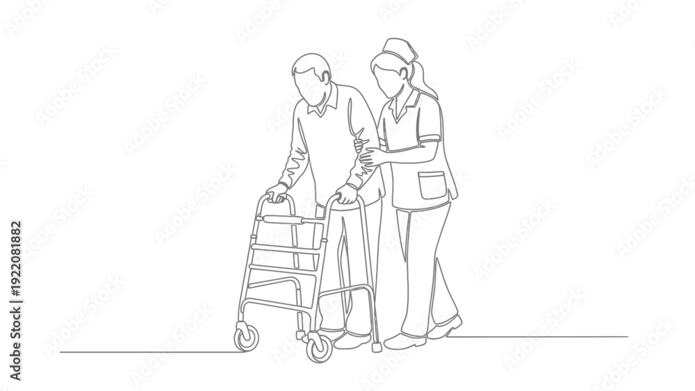 Obraz premium Nurse Assisting Senior Man