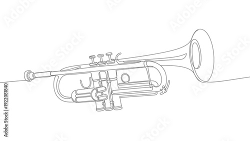 Line Drawing of Trumpet