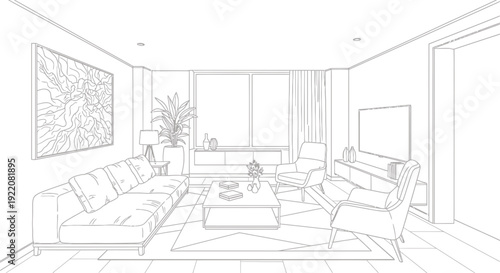 Modern Living Room Sketch