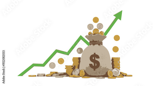 Money Bag with Rising Graph