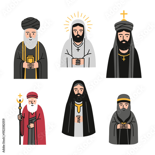 Clergy Figures in Traditional Attire