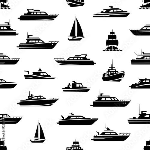 Seamless Boat Silhouette Pattern