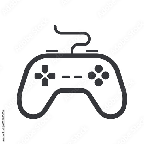 Isolated outline gamepad controller icon symbolizing video gaming entertainment console play technology