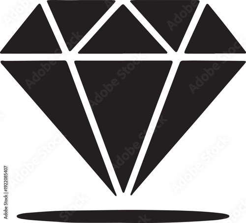 Black diamond gemstone with shadow on white background jewel precious stone