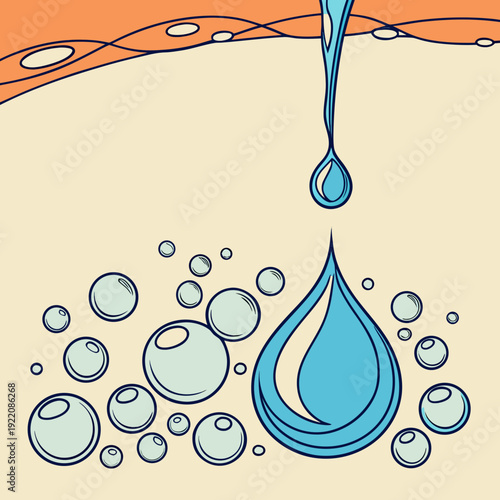 Water drop and bubbles illustration.