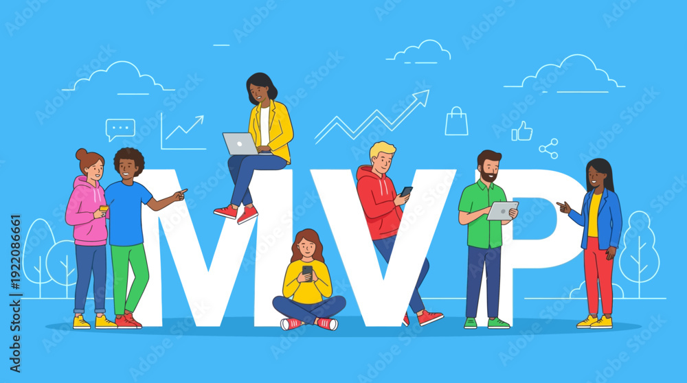 Fototapeta premium Minimum Viable Product (MVP) Development Concept with Diverse Team Collaboration