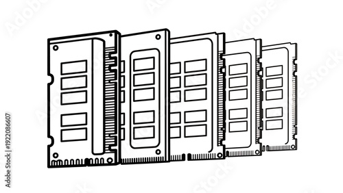 Series of SIM cards arranged in a row for tech and electronics display.