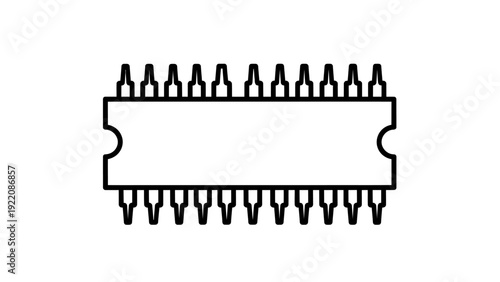 Dual row pin header connector with evenly spaced metal pins for electronic circuits and boards.