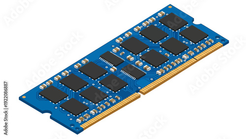 Blue RAM memory module for desktop computer upgrade and performance boost.
