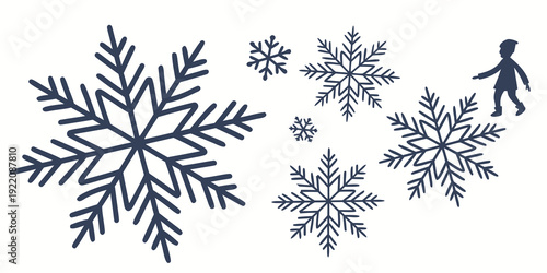 A person skiing through a field of intricate snowflakes on a sunny day