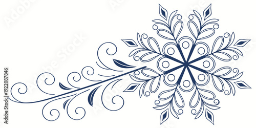 Intricate blue floral design with symmetrical snowflake at its center