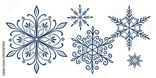 Intricate and delicate snowflakes with unique patterns and designs.