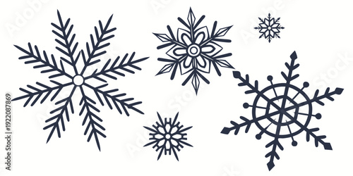 A beautiful collection of intricate snowflakes in various sizes and designs.
