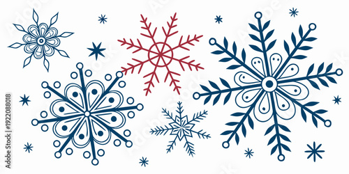 A beautiful illustration of various snowflakes in different colors and shapes