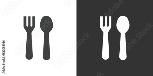 Spoon and Fork icon. Solid glyph series icon