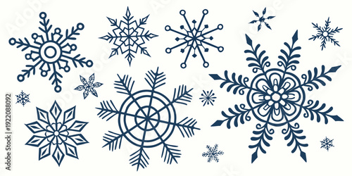 Intricate snowflakes showcasing unique symmetrical patterns and delicate ice formations