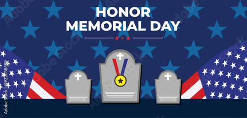 Memorial Day patriotic image background -  - vector illustration - America Honoring All Who Served