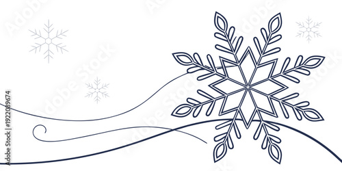 Intricate sketch of a snowflake with delicate details and swirling lines