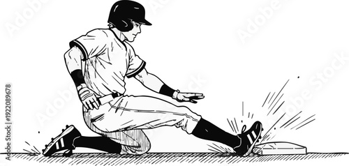 Baseball Player Sliding Illustration